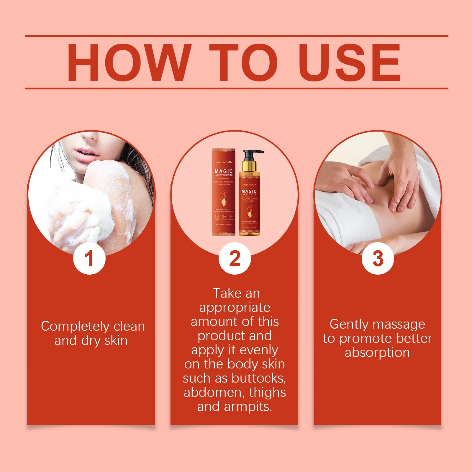 Rose Essential Oil Firming Body Oil For Skin Elasticity Daily Nourishing Hydrating Moisturizing