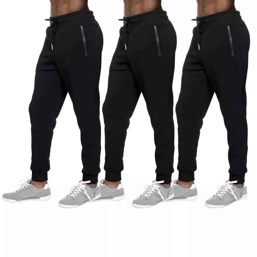 NONECN Men's Fleece Lined Slim Fit Tech Joggers With Zippers