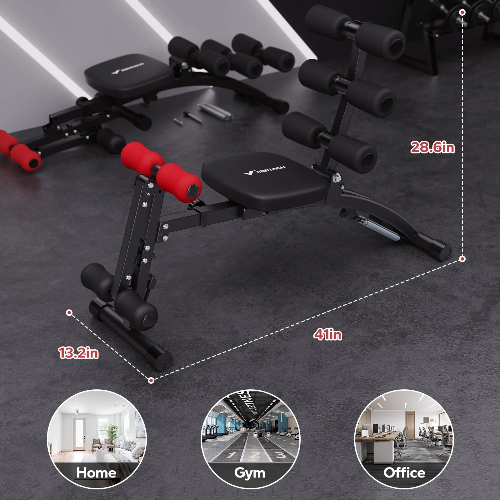 MERACH Ab Machine Multi Functional Adjustable Ab Trainer Bench