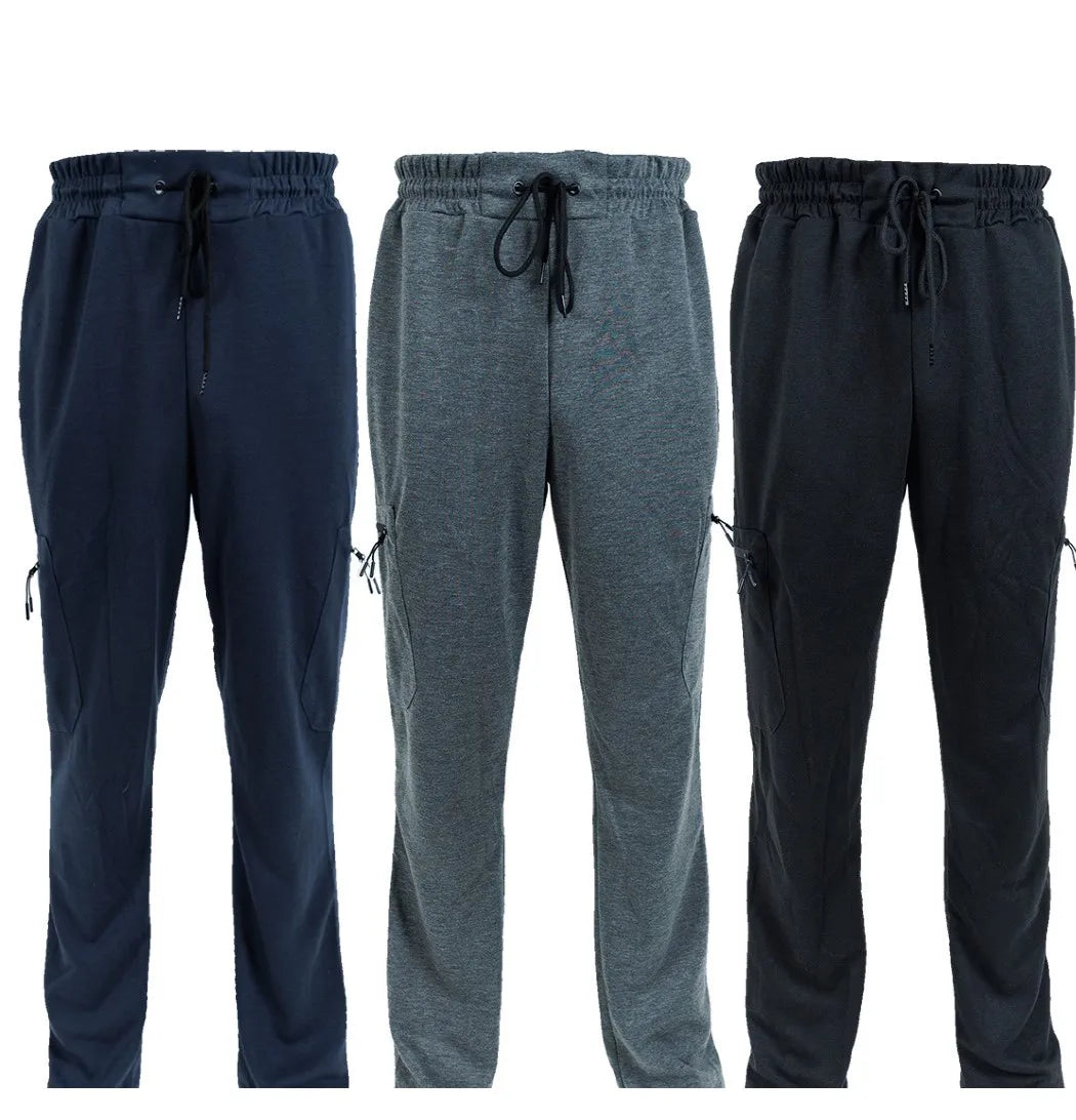 NONECN Men's Fleece Lined Slim Fit Tech Joggers Zipper Pockets