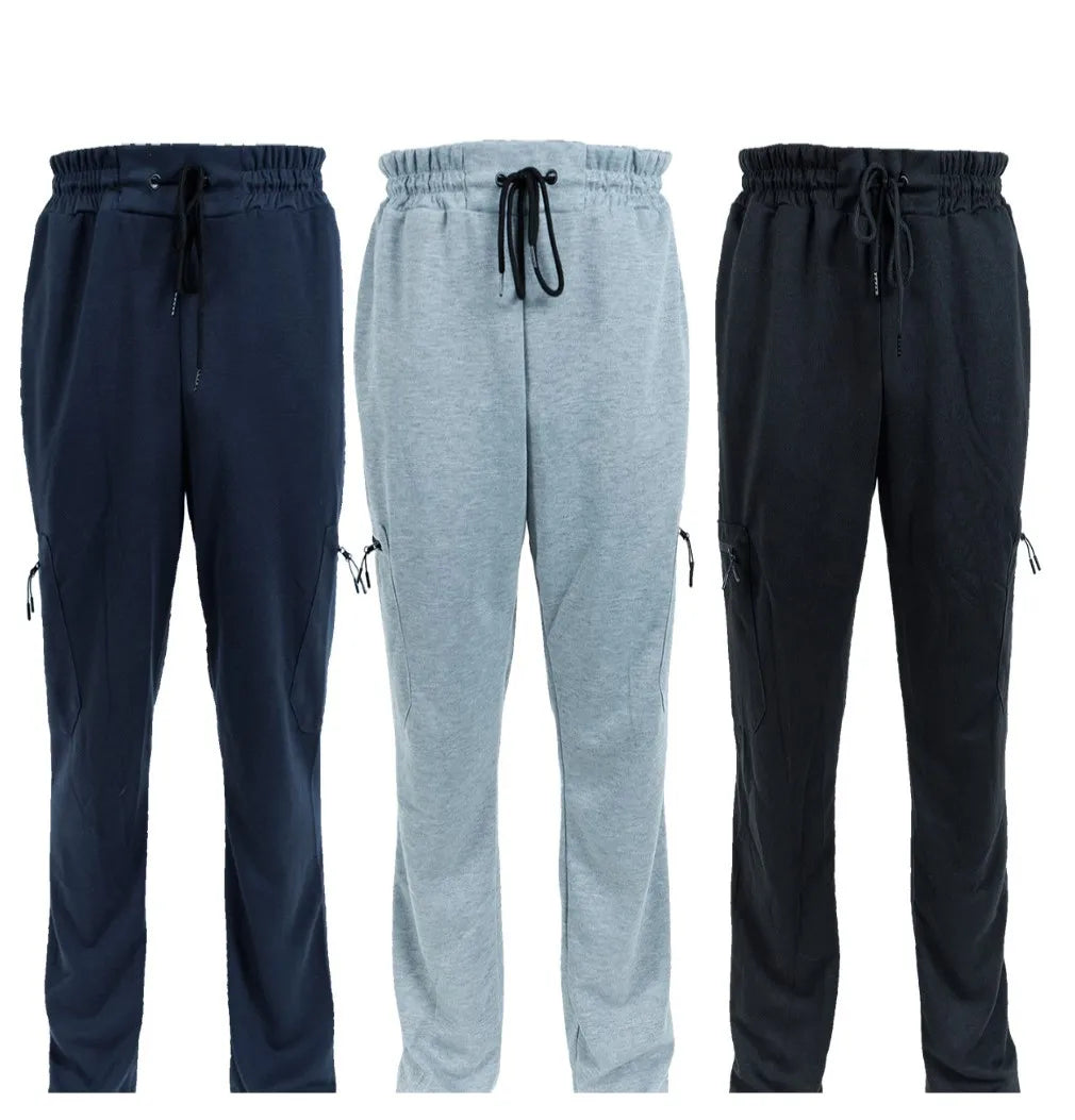 NONECN Men's Fleece Lined Slim Fit Tech Joggers Zipper Pockets