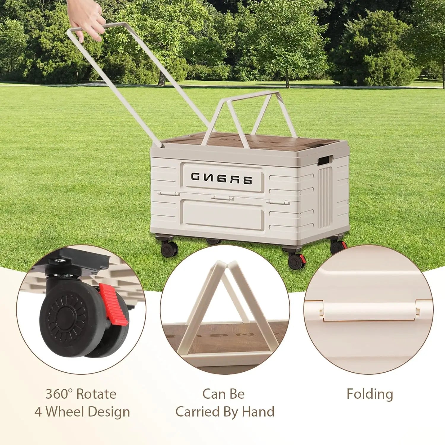 360 Degree Rotating Foldable Storage Cart with Silent Wheels