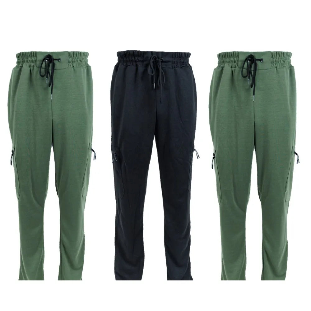 NONECN Men's Fleece Lined Slim Fit Tech Joggers Zipper Pockets