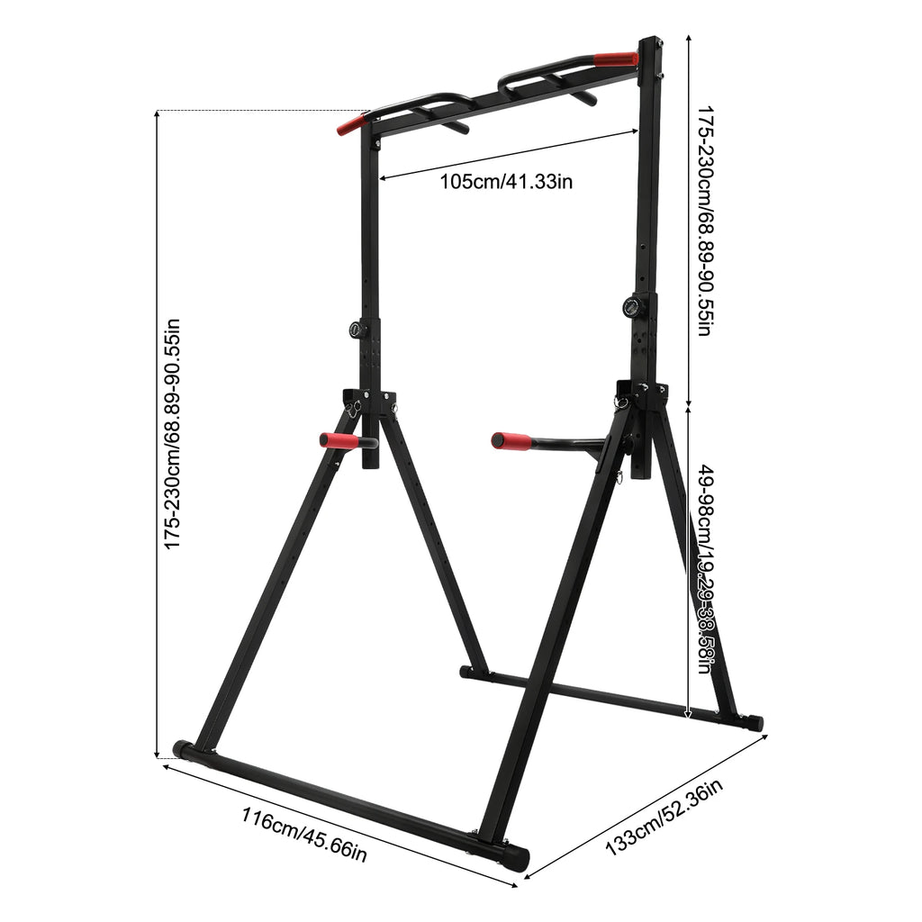 Adjustable Pull Up Bar For Home Gym 440 Lb Capacity Foldable Dip Station With Parallel Bars For Full Body Workout