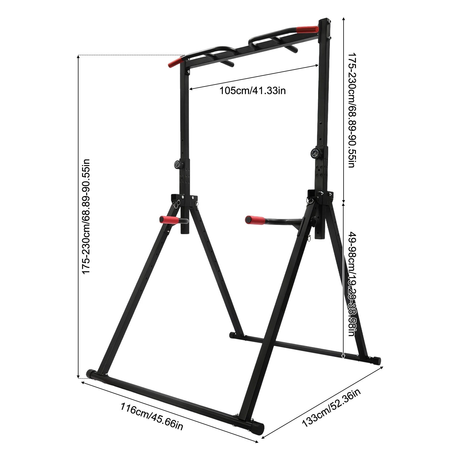 Adjustable Pull Up Bar For Home Gym 440 Lb Capacity Foldable Dip Station With Parallel Bars For Full Body Workout
