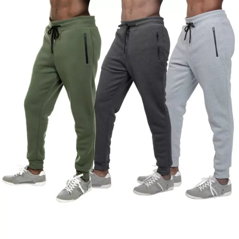NONECN Men's Fleece Lined Slim Fit Tech Joggers With Zippers