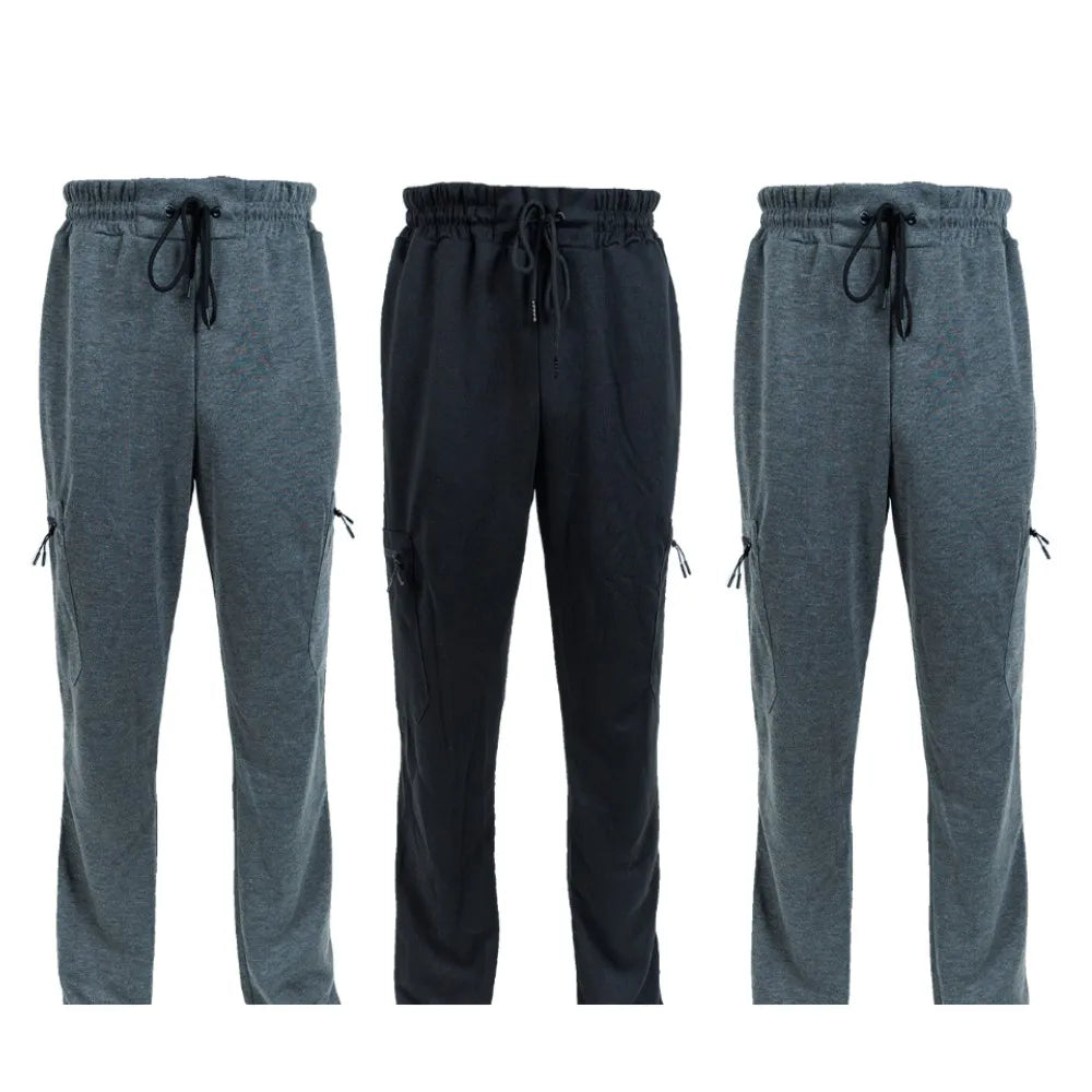 NONECN Men's Fleece Lined Slim Fit Tech Joggers Zipper Pockets