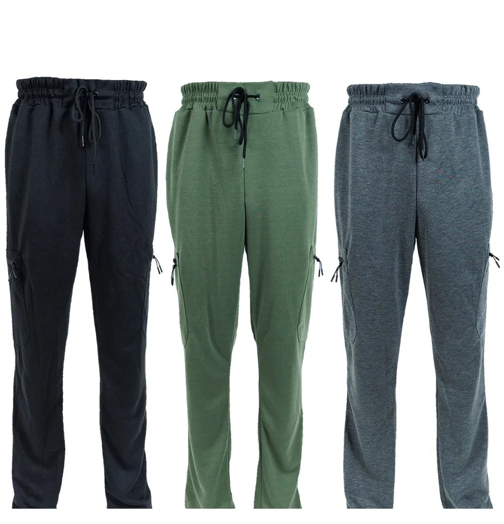 NONECN Men's Fleece Lined Slim Fit Tech Joggers Zipper Pockets