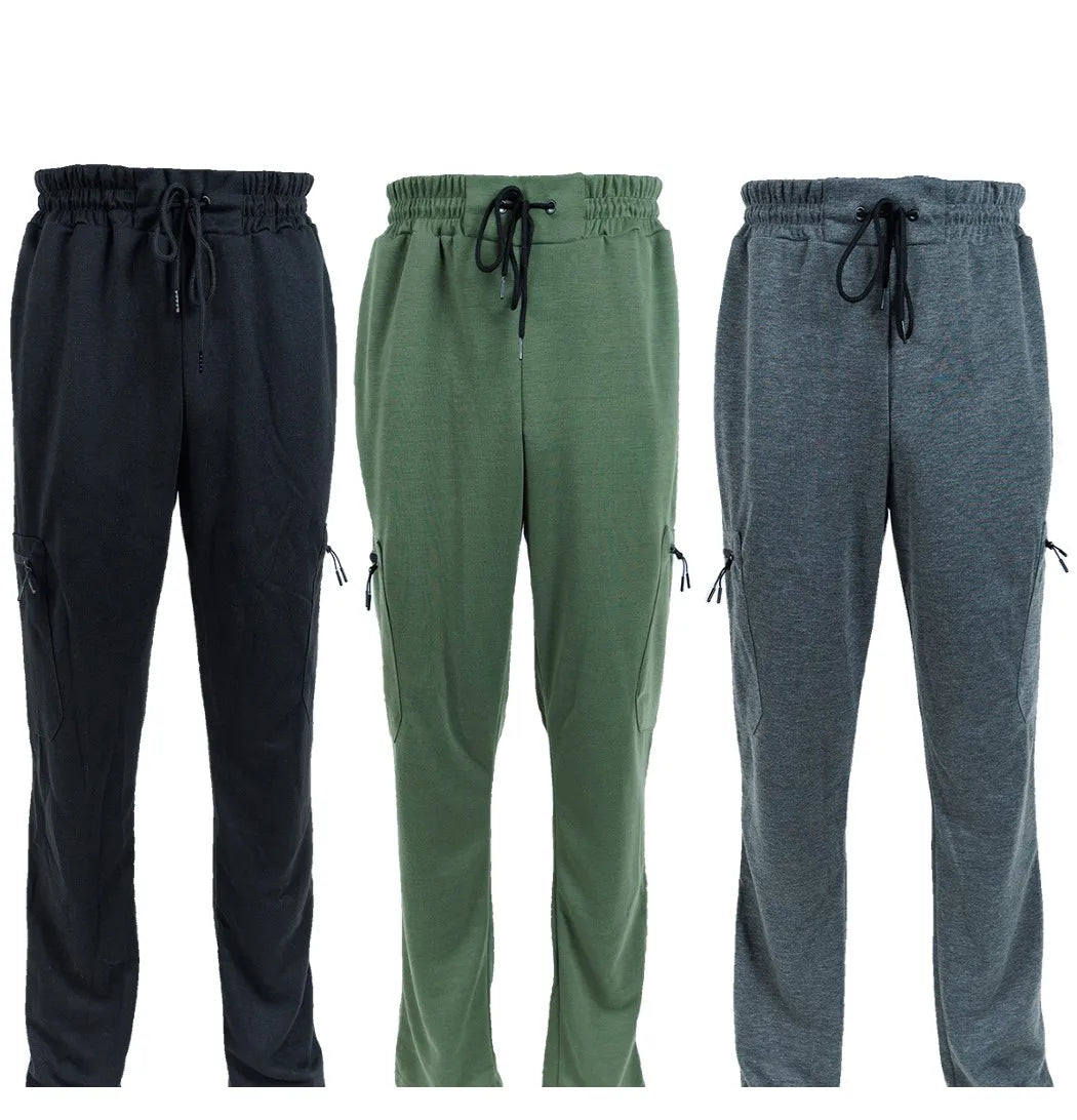 NONECN Men's Fleece Lined Slim Fit Tech Joggers Zipper Pockets
