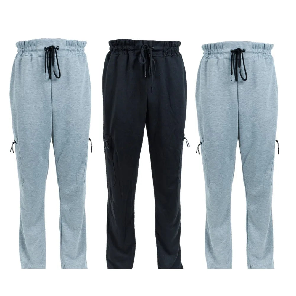 NONECN Men's Fleece Lined Slim Fit Tech Joggers Zipper Pockets