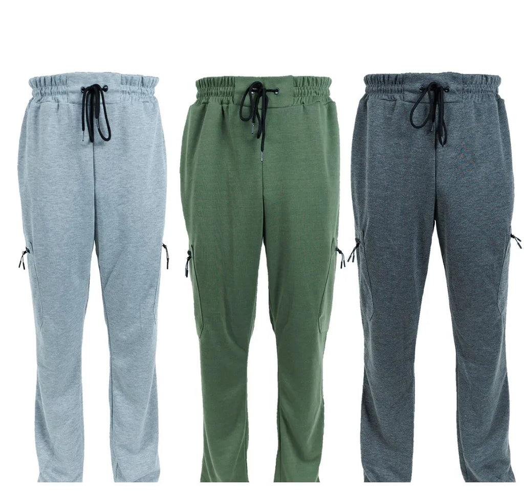 NONECN Men's Fleece Lined Slim Fit Tech Joggers Zipper Pockets