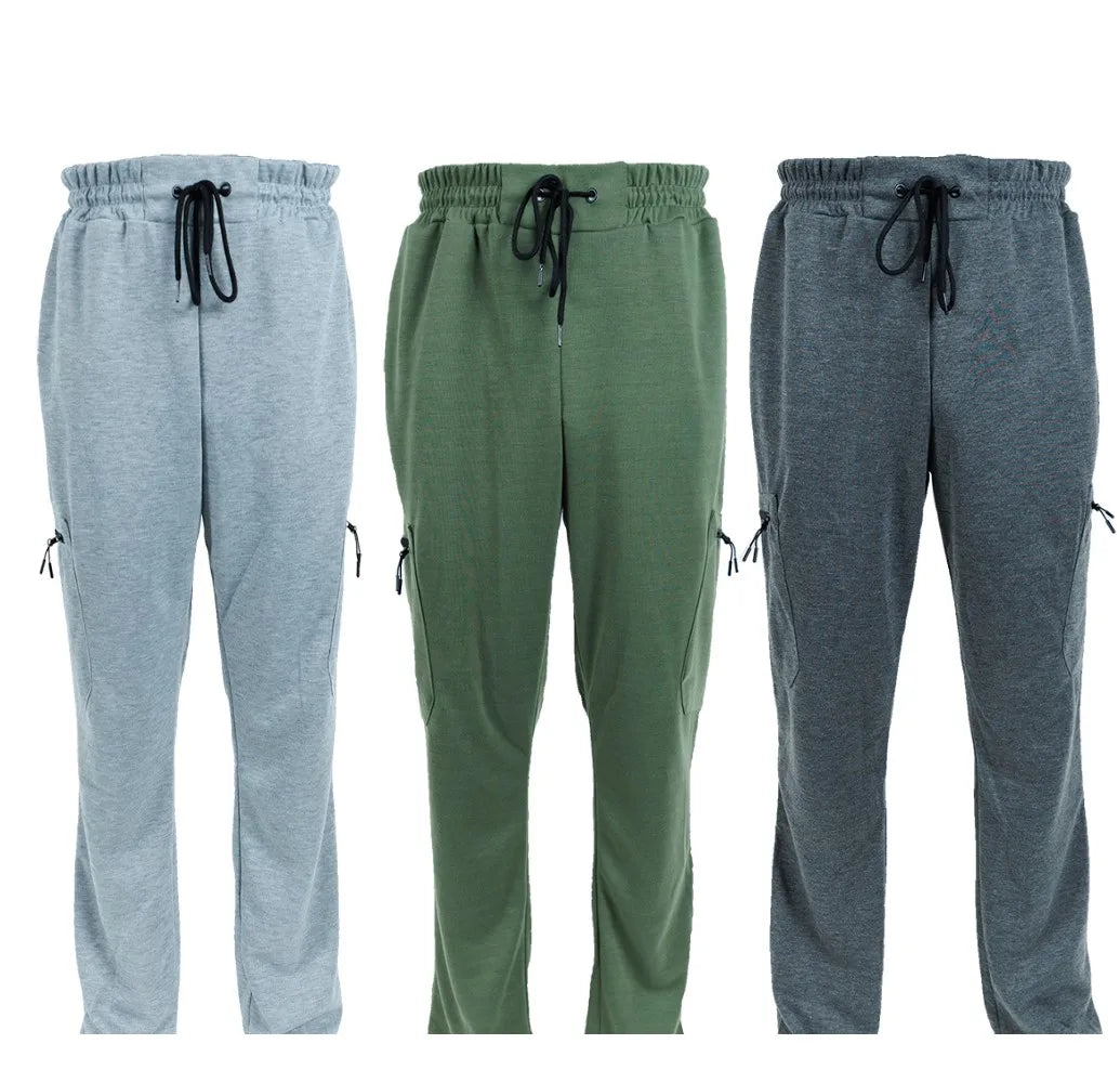 NONECN Men's Fleece Lined Slim Fit Tech Joggers Zipper Pockets