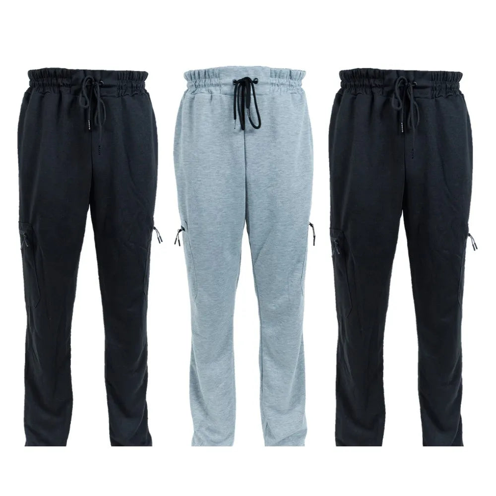 NONECN Men's Fleece Lined Slim Fit Tech Joggers Zipper Pockets