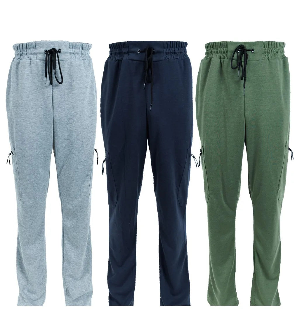 NONECN Men's Fleece Lined Slim Fit Tech Joggers Zipper Pockets