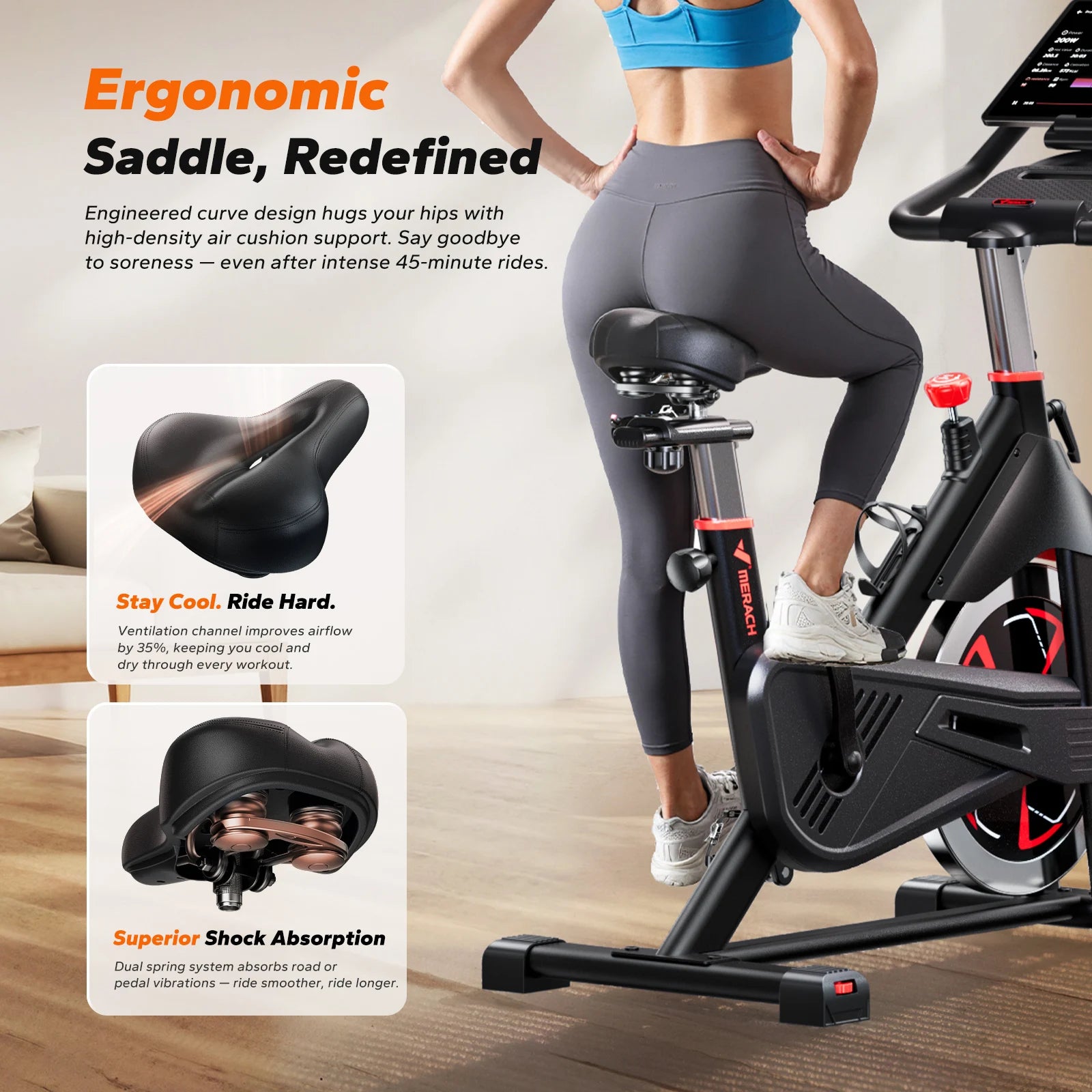 MERACH S38 Indoor Exercise Bike With Exclusive App 300lbs Capacity