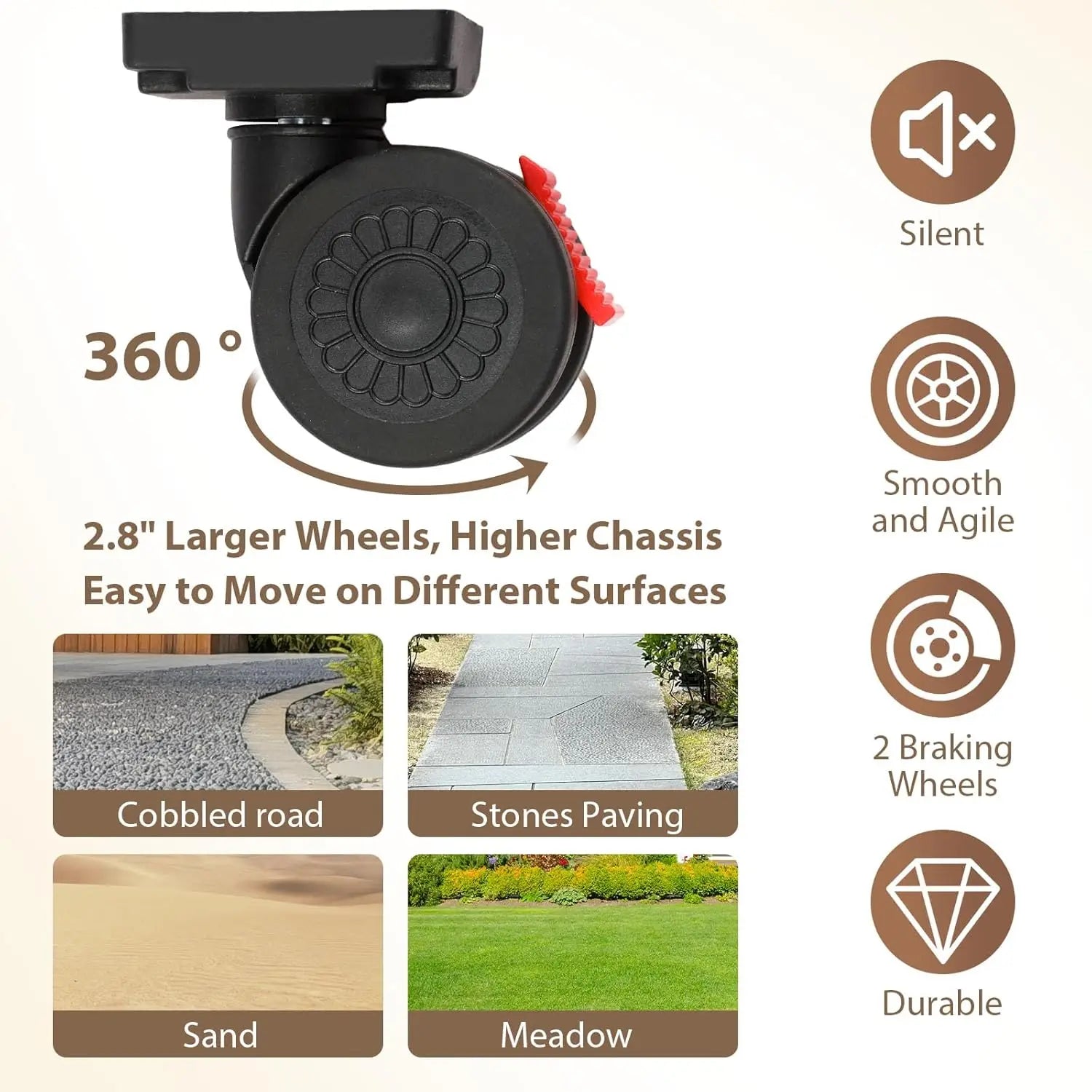 360 Degree Rotating Foldable Storage Cart with Silent Wheels