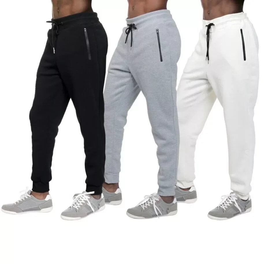 NONECN Men's Fleece Lined Slim Fit Tech Joggers With Zippers