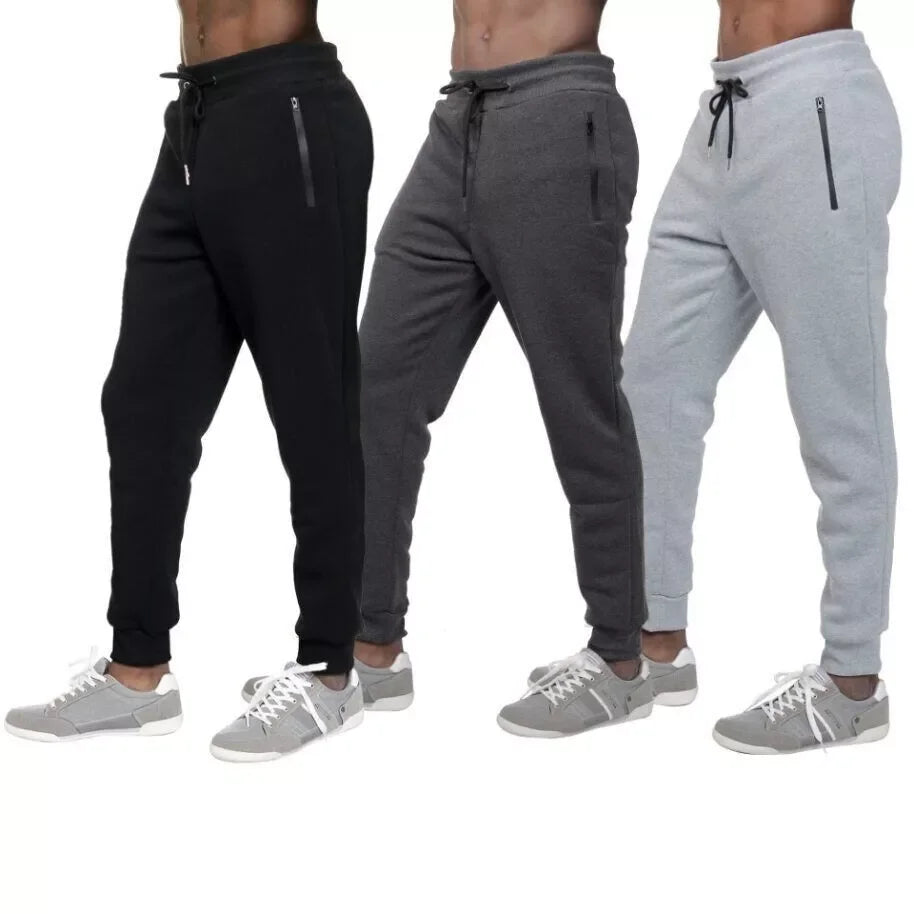 NONECN Men's Fleece Lined Slim Fit Tech Joggers With Zippers