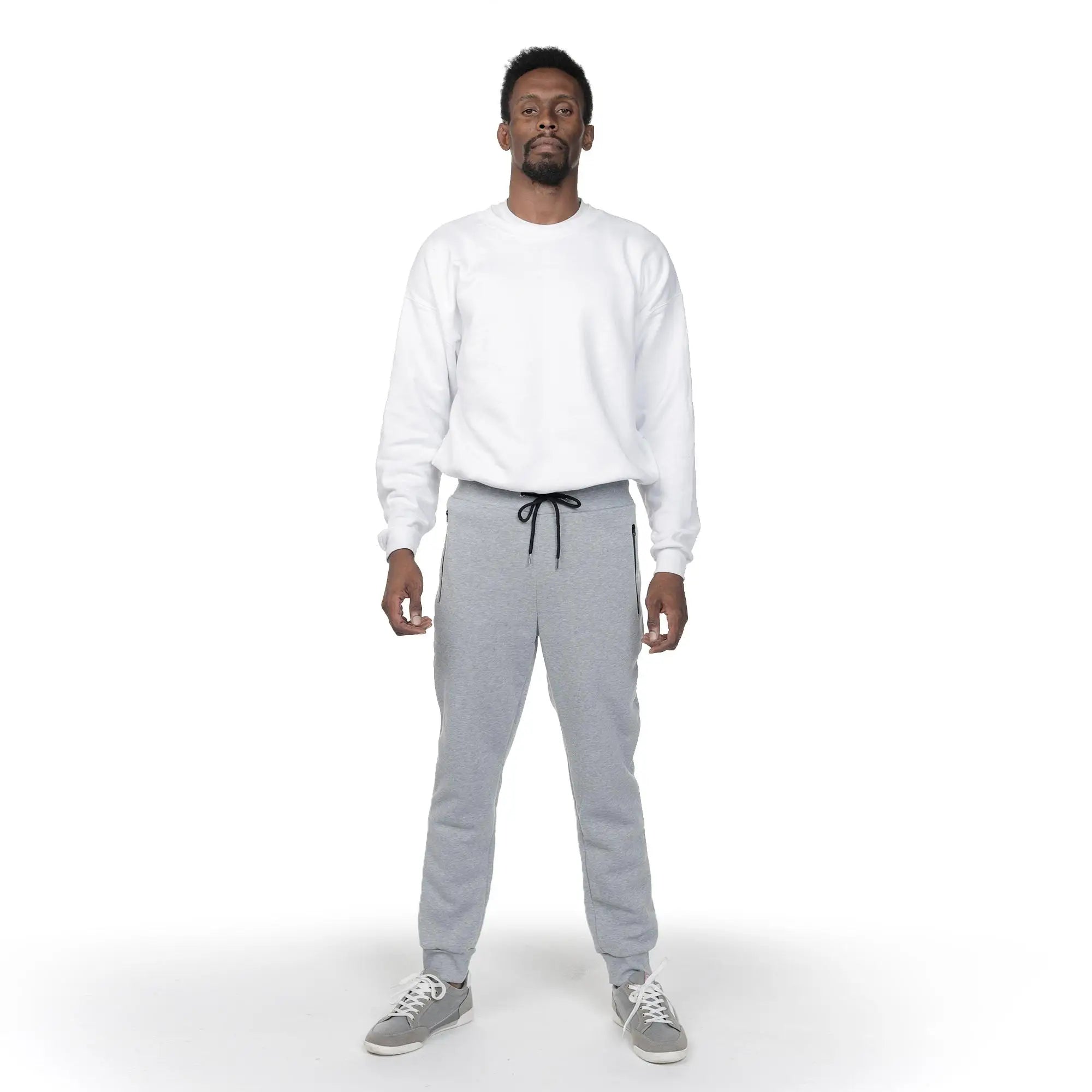 NONECN Men's Fleece Lined Slim Fit Tech Joggers With Zippers