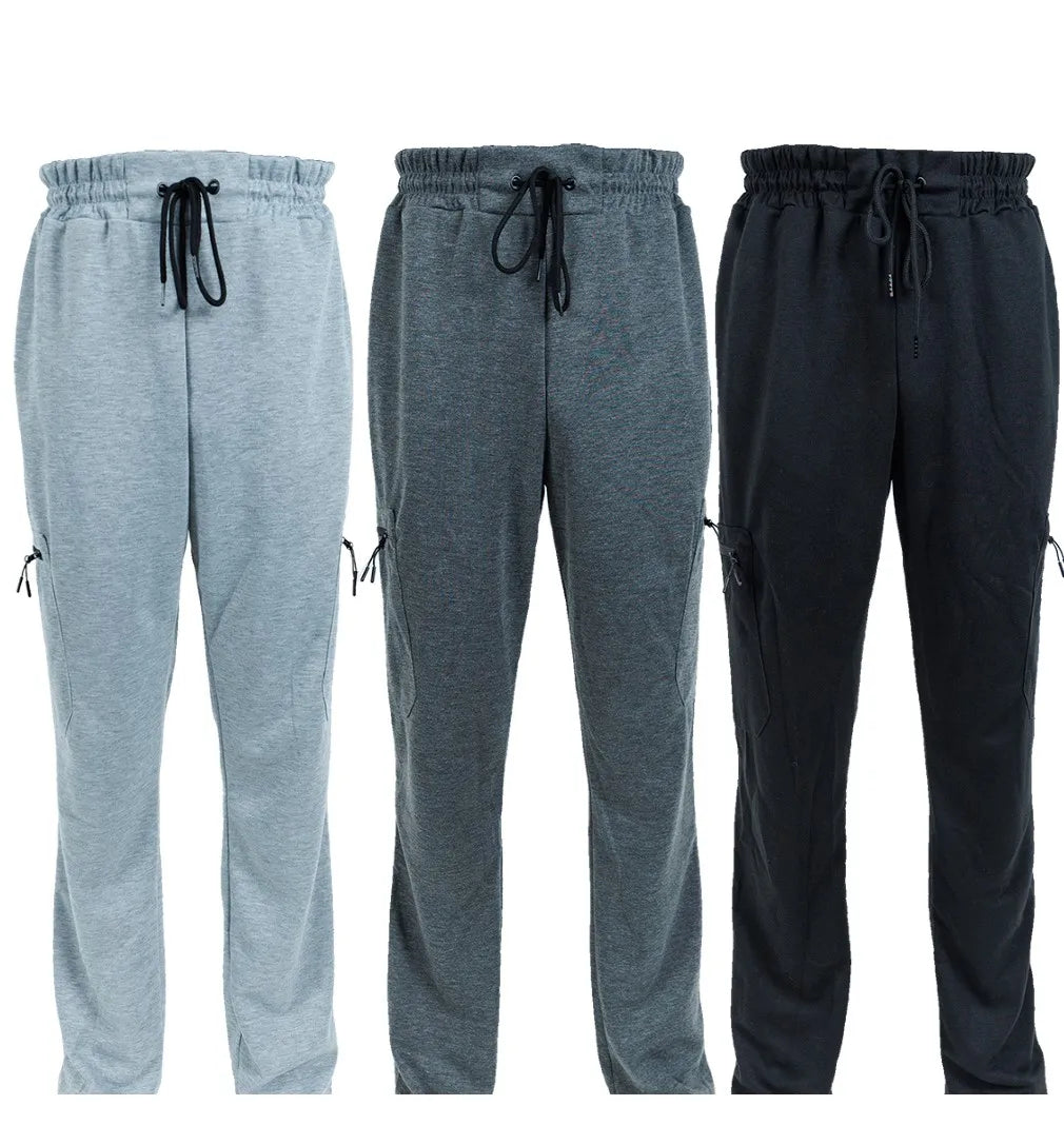 NONECN Men's Fleece Lined Slim Fit Tech Joggers Zipper Pockets