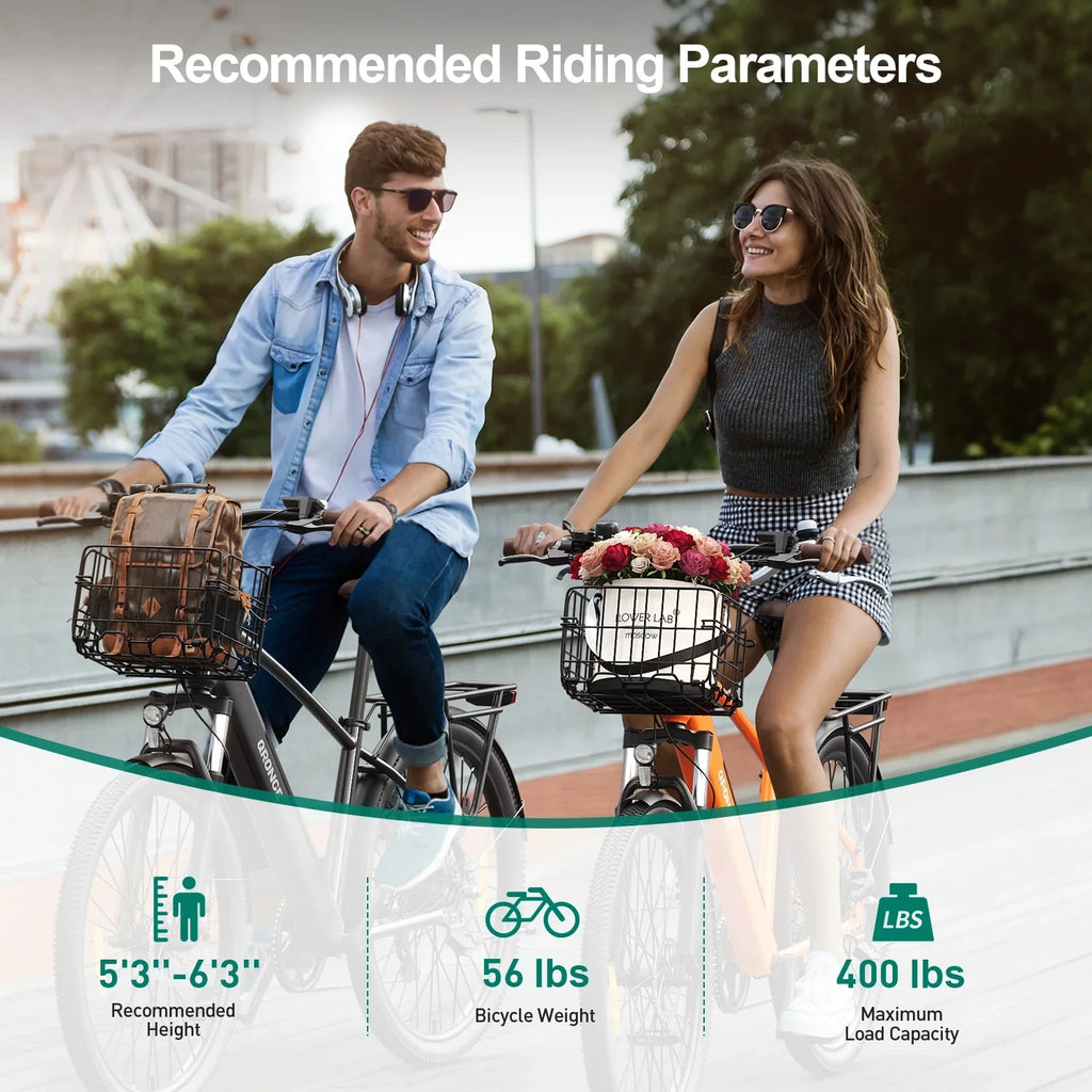 QRONGE 1000W Peak Electric Bike, 70 Mile Range, 7 Speed