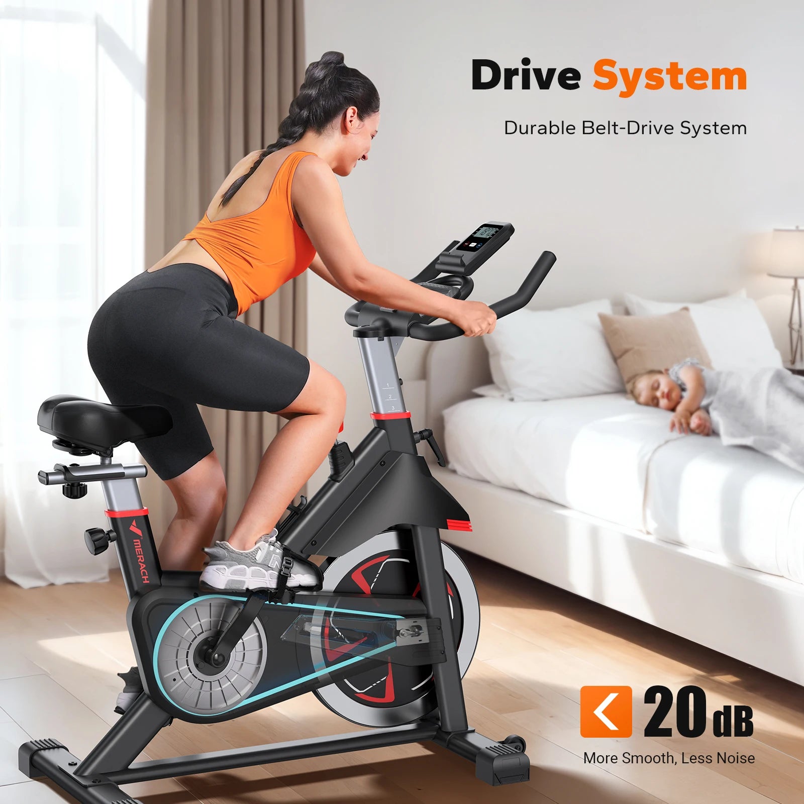MERACH S38 Indoor Exercise Bike With Exclusive App 300lbs Capacity