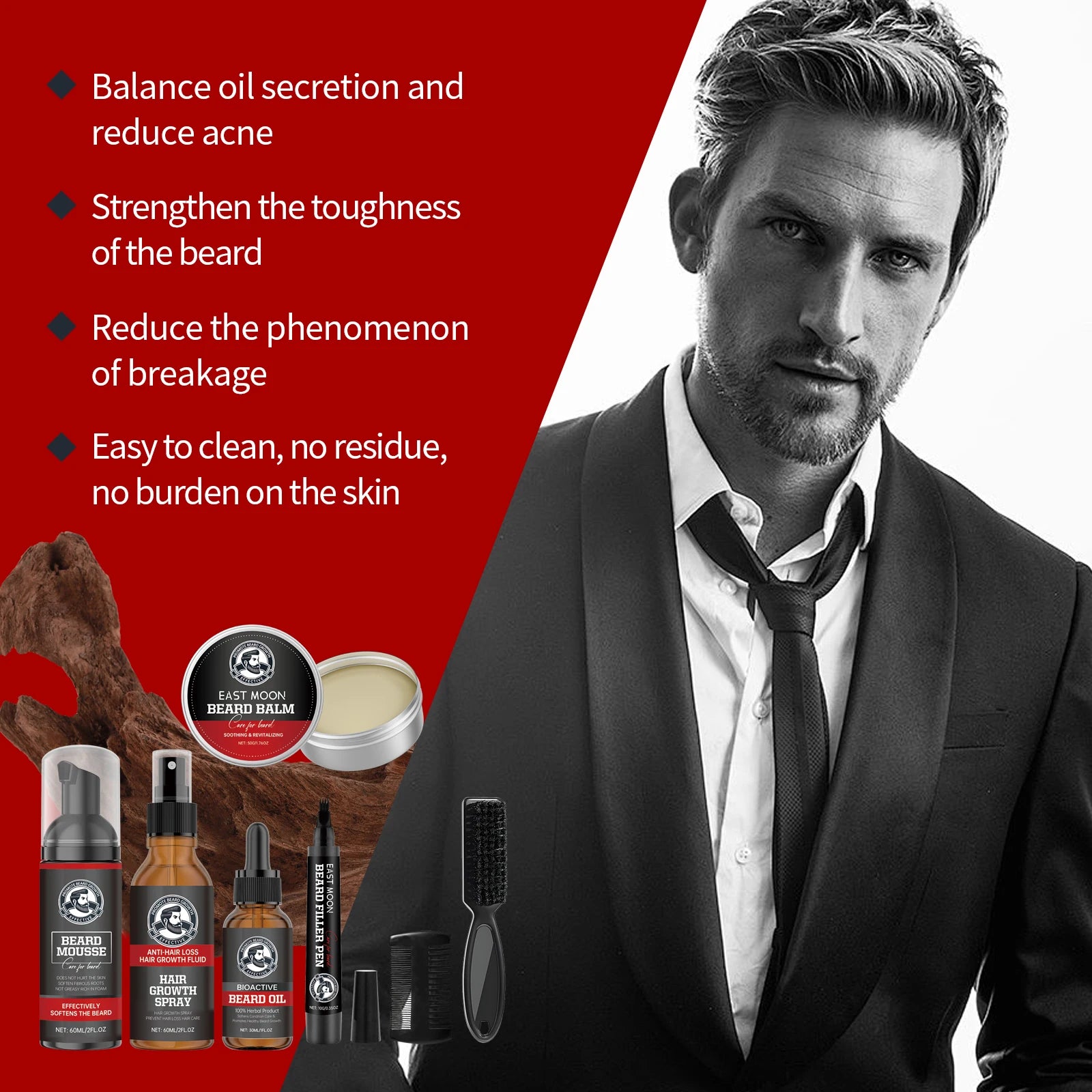 East Moon Sandalwood Beard Care Set for Men