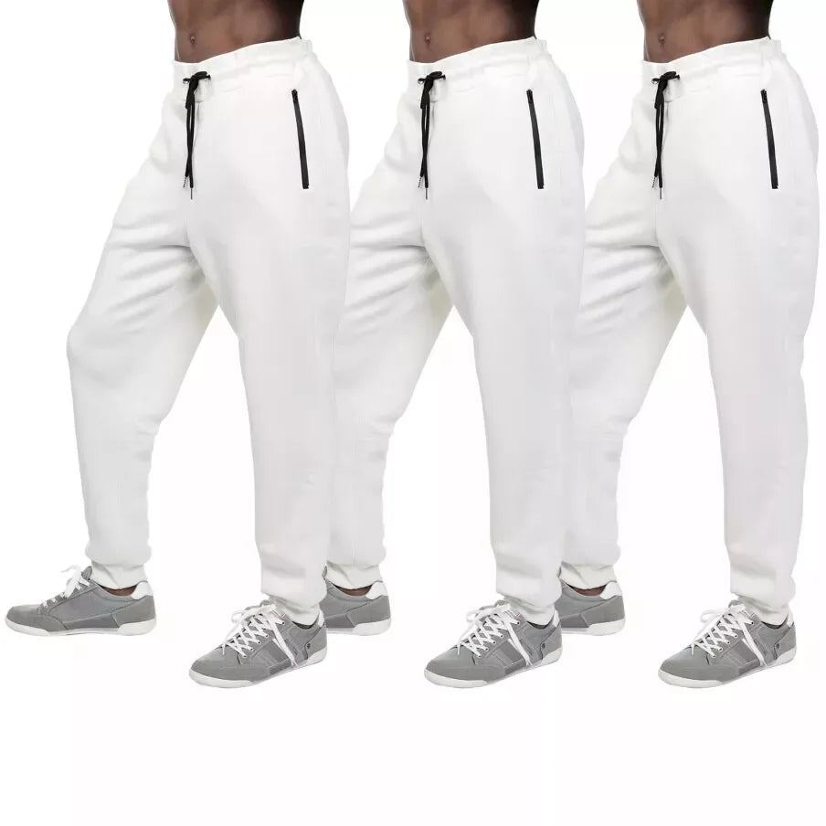 NONECN Men's Fleece Lined Slim Fit Tech Joggers With Zippers