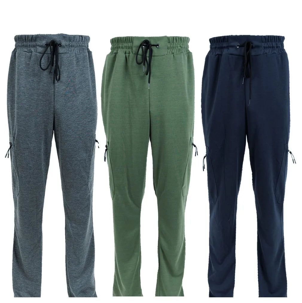NONECN Men's Fleece Lined Slim Fit Tech Joggers Zipper Pockets