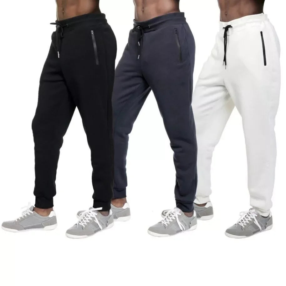 NONECN Men's Fleece Lined Slim Fit Tech Joggers With Zippers