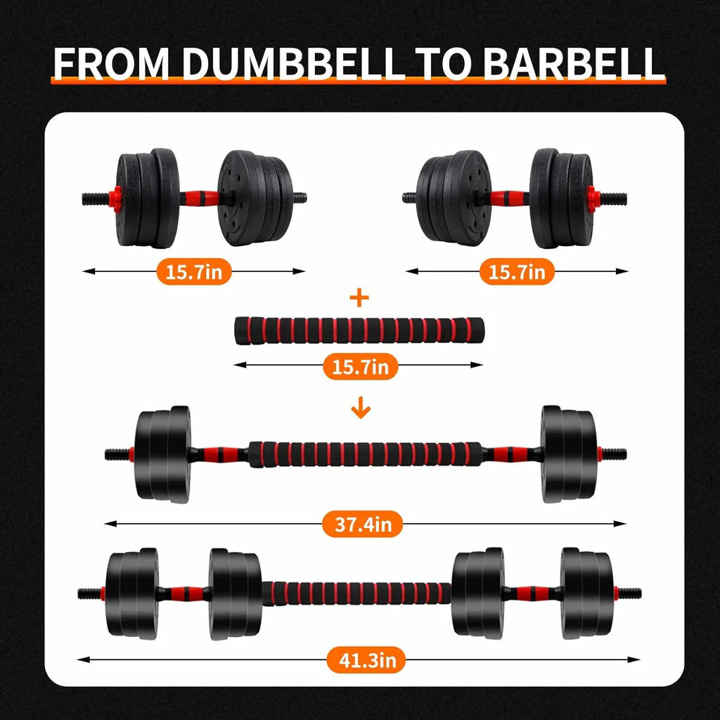 NONED Adjustable Dumbbell to Barbell Set With Anti Slip Grip