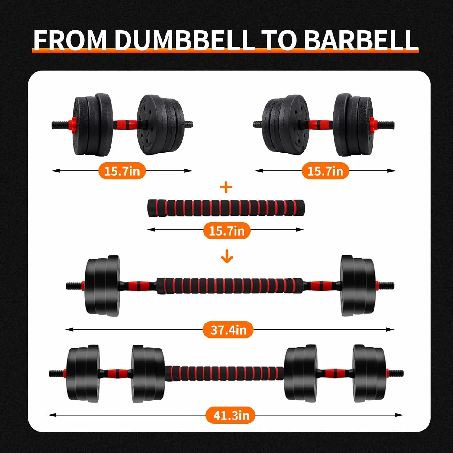NONED Adjustable Dumbbell to Barbell Set With Anti Slip Grip