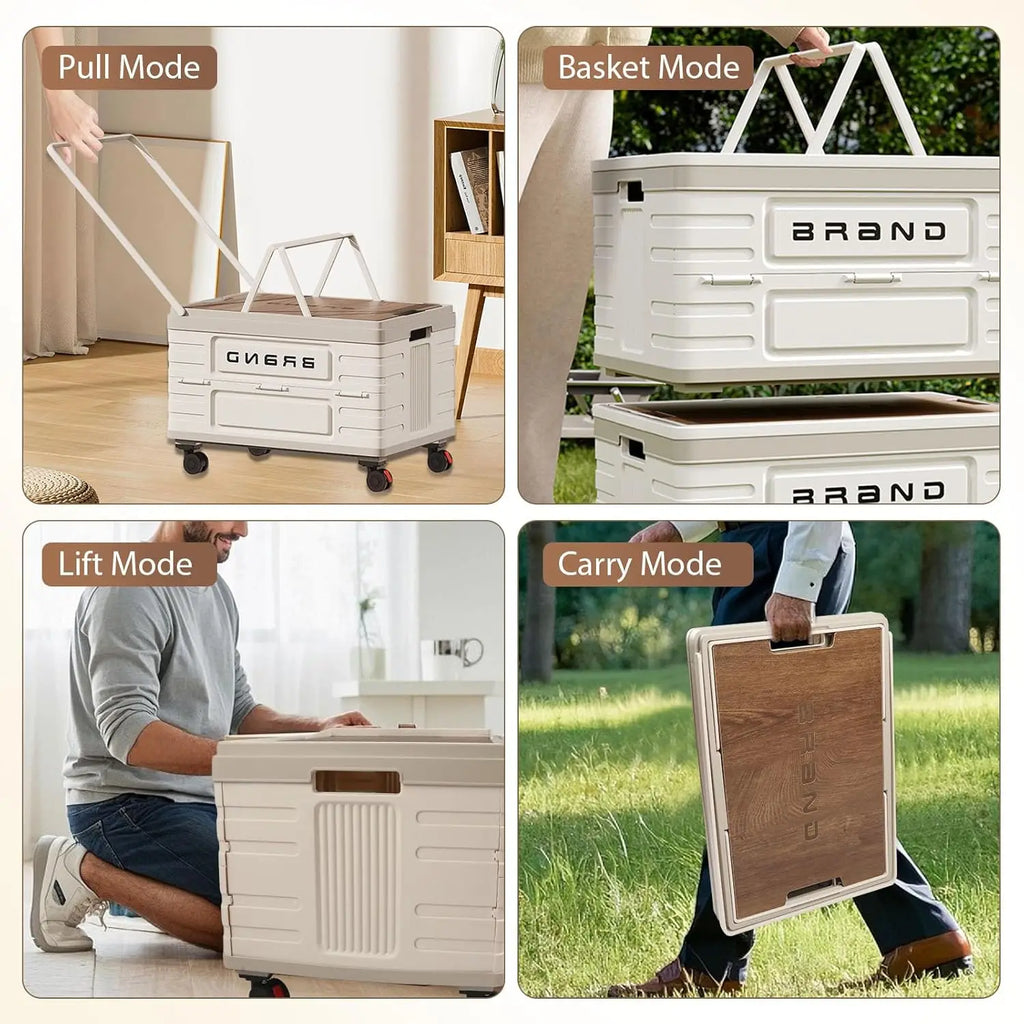360 Degree Rotating Foldable Storage Cart with Silent Wheels