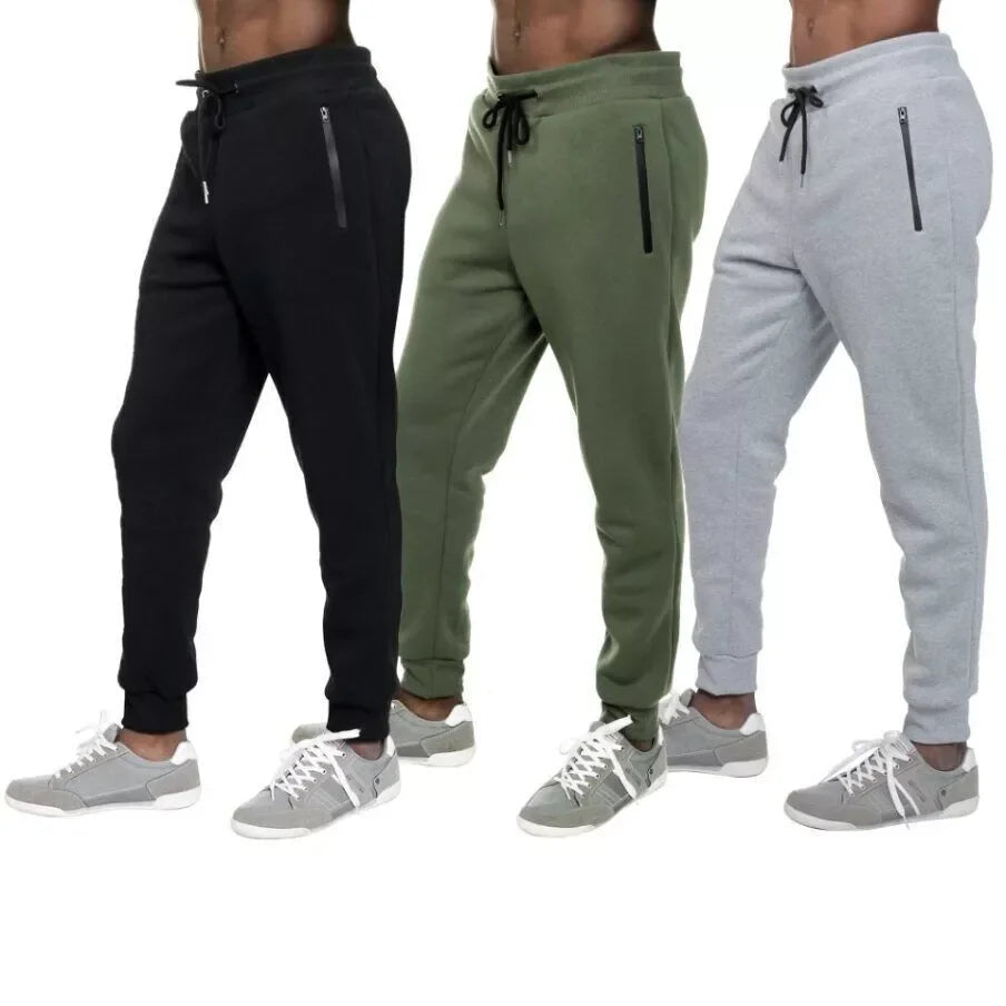 NONECN Men's Fleece Lined Slim Fit Tech Joggers With Zippers