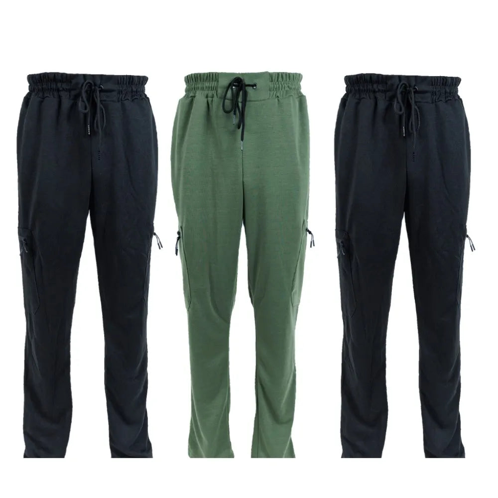 NONECN Men's Fleece Lined Slim Fit Tech Joggers Zipper Pockets