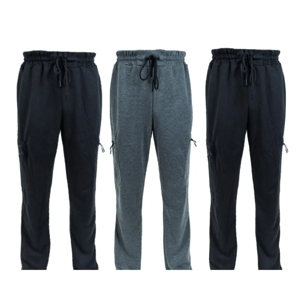 NONECN Men's Fleece Lined Slim Fit Tech Joggers Zipper Pockets