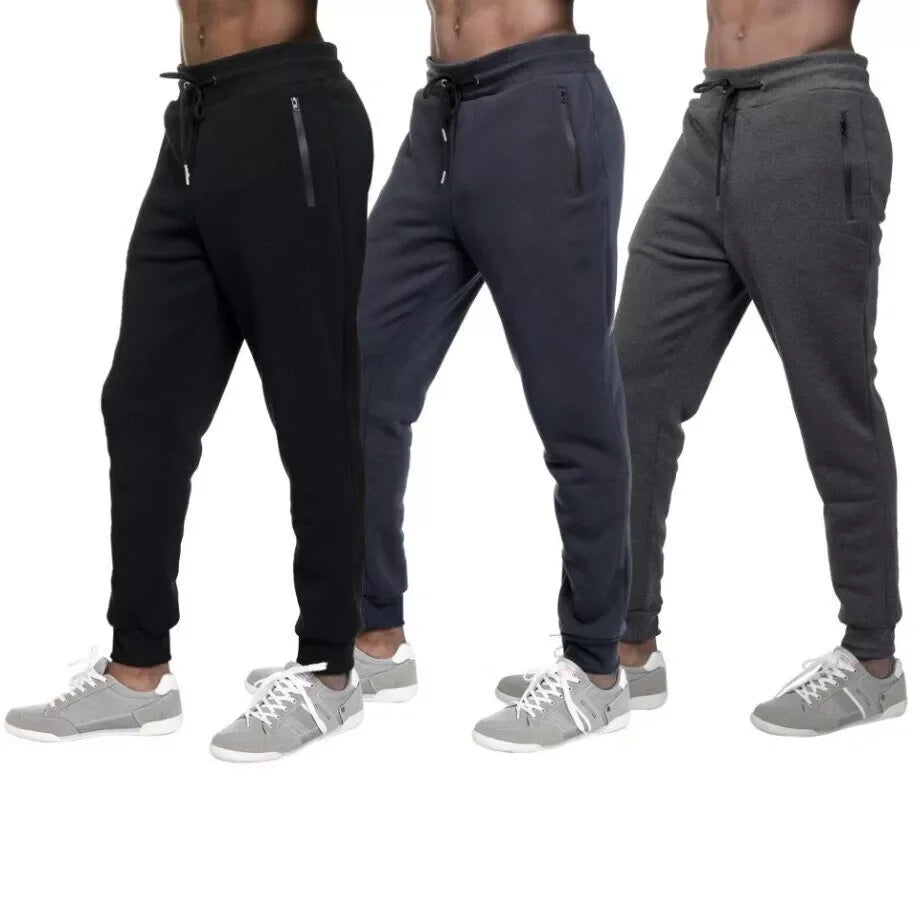 NONECN Men's Fleece Lined Slim Fit Tech Joggers With Zippers