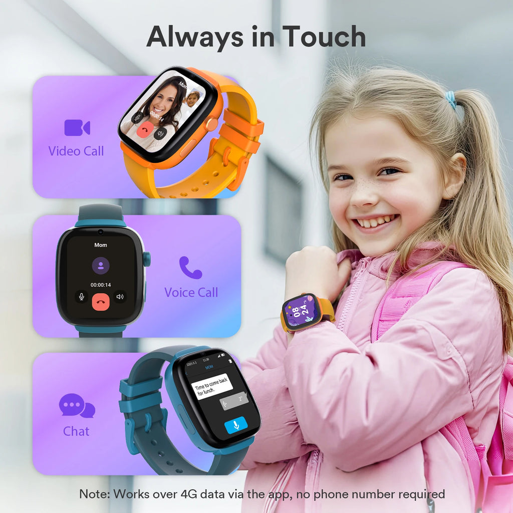 EIOTMART 4G Kids Smartwatch GPS Two Way Call Video SOS