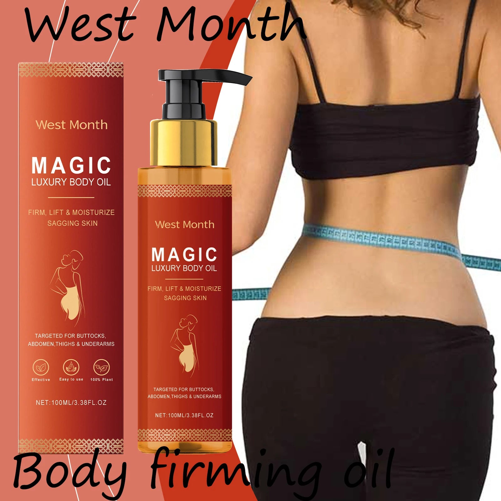 Rose Essential Oil Firming Body Oil For Skin Elasticity Daily Nourishing Hydrating Moisturizing