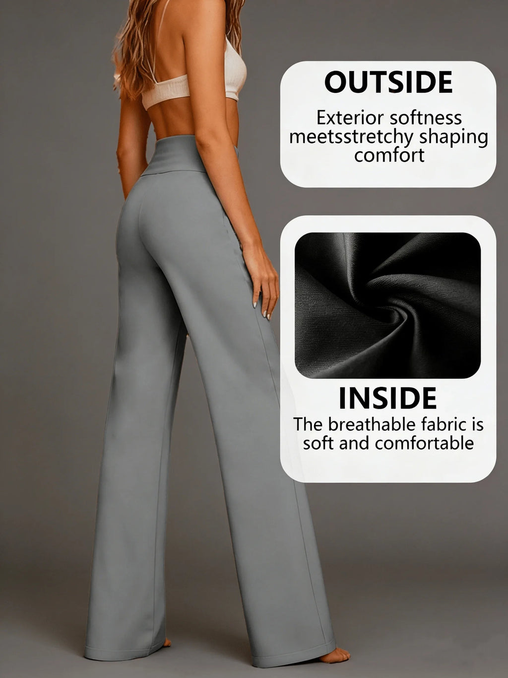 NONECN Women's Wide Leg Yoga Pants With Elastic Waistband