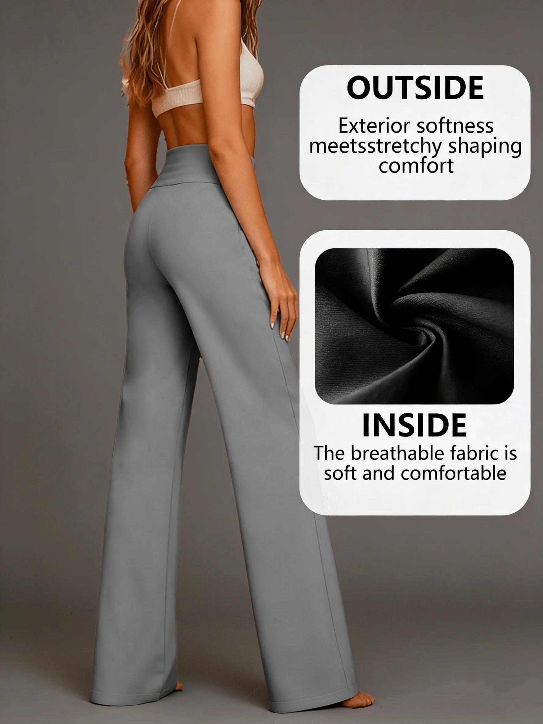 NONECN Women's Wide Leg Yoga Pants With Elastic Waistband