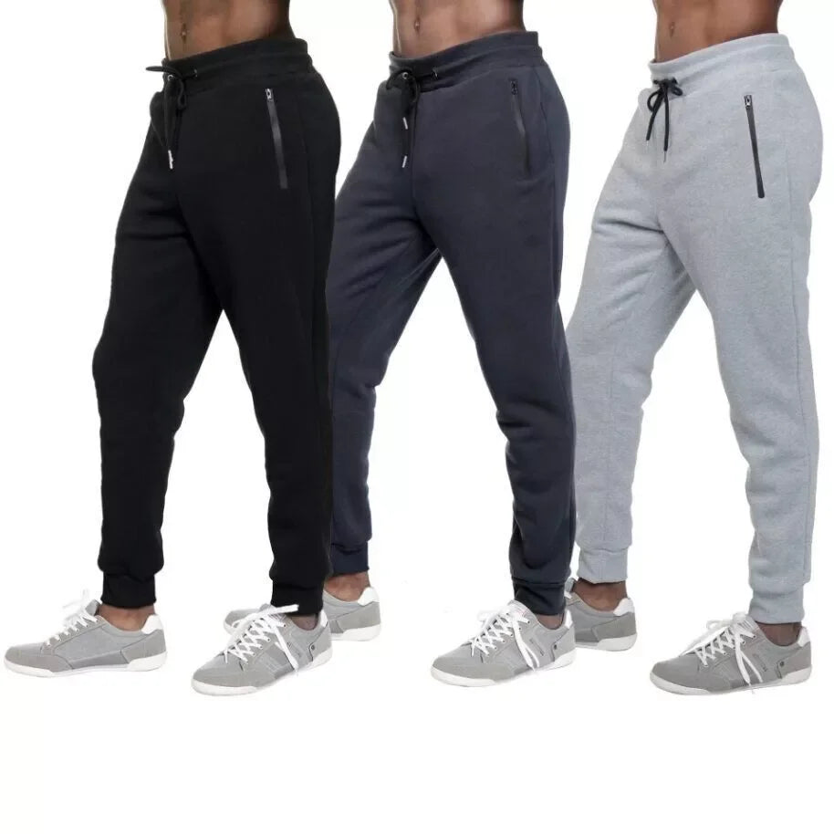 NONECN Men's Fleece Lined Slim Fit Tech Joggers With Zippers