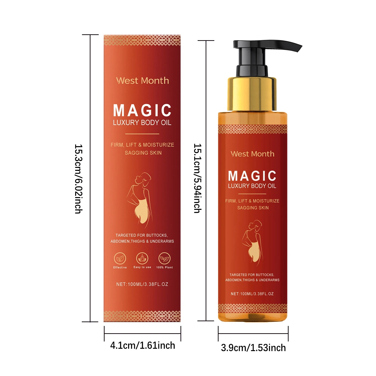 Rose Essential Oil Firming Body Oil For Skin Elasticity Daily Nourishing Hydrating Moisturizing