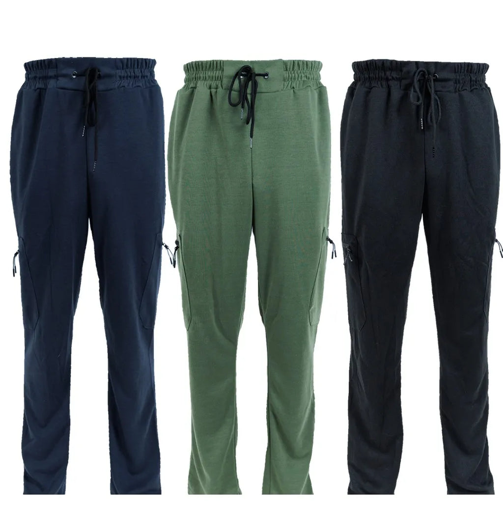 NONECN Men's Fleece Lined Slim Fit Tech Joggers Zipper Pockets
