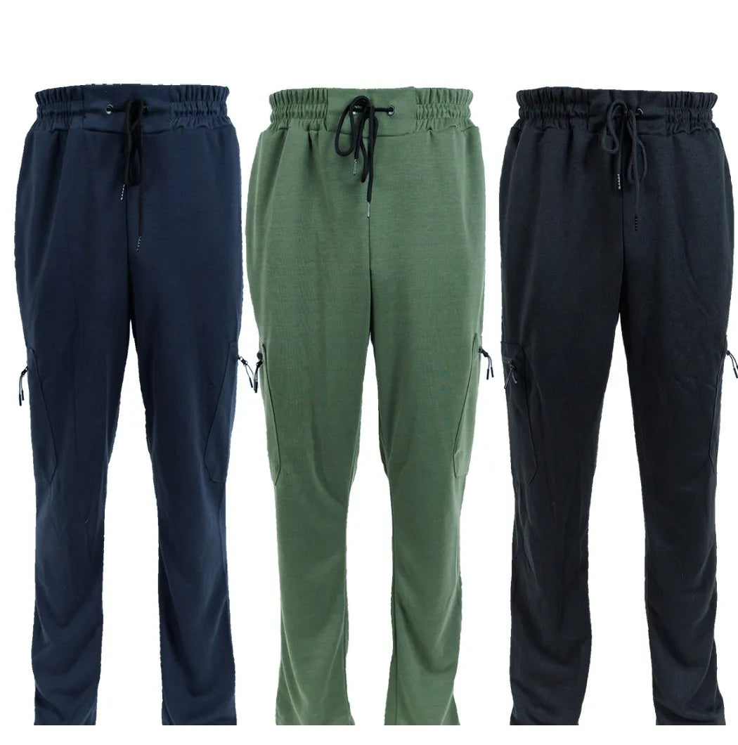 NONECN Men's Fleece Lined Slim Fit Tech Joggers Zipper Pockets