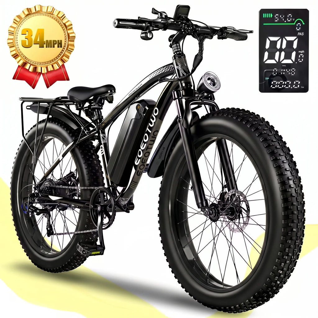 EOEOTWO 1500W Electric Fat Tire Mountain Ebike UL2849 48V 15Ah