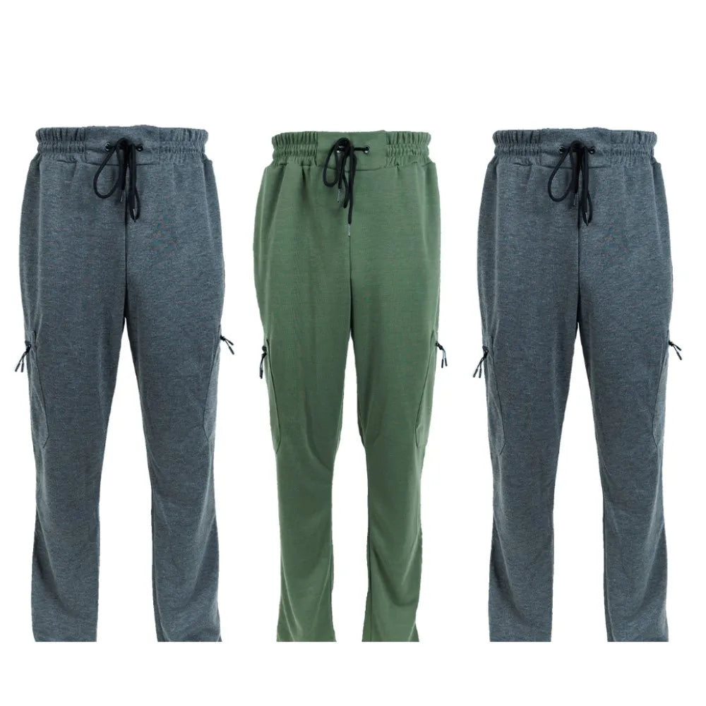 NONECN Men's Fleece Lined Slim Fit Tech Joggers Zipper Pockets