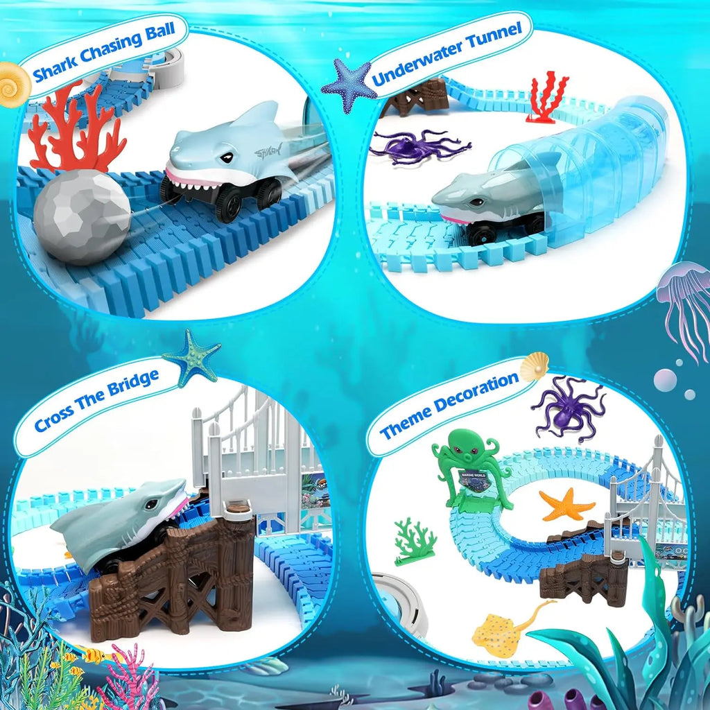 VATOS Shark Racing Car Toy Oceanic Track Set For Kids