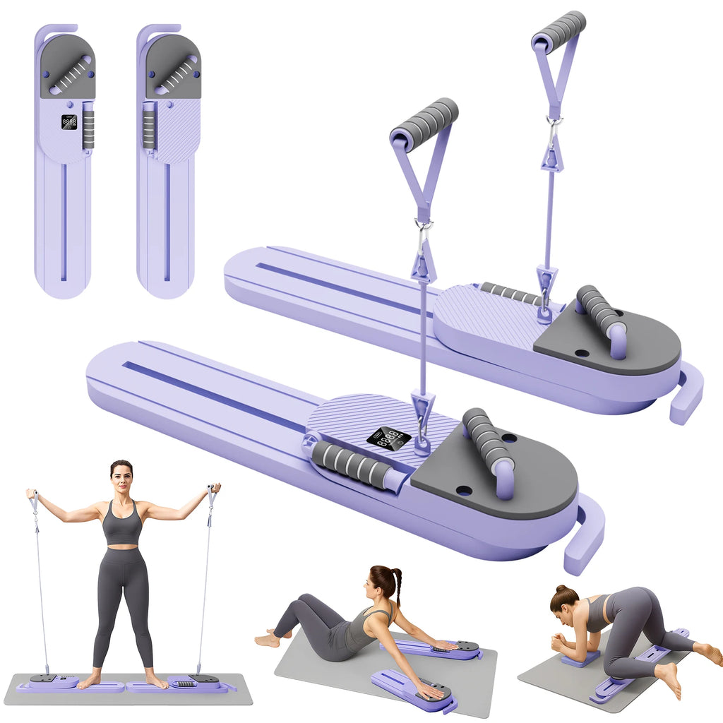 Pilates Reformer Board Portable Split Resistance Gym with LCD Display