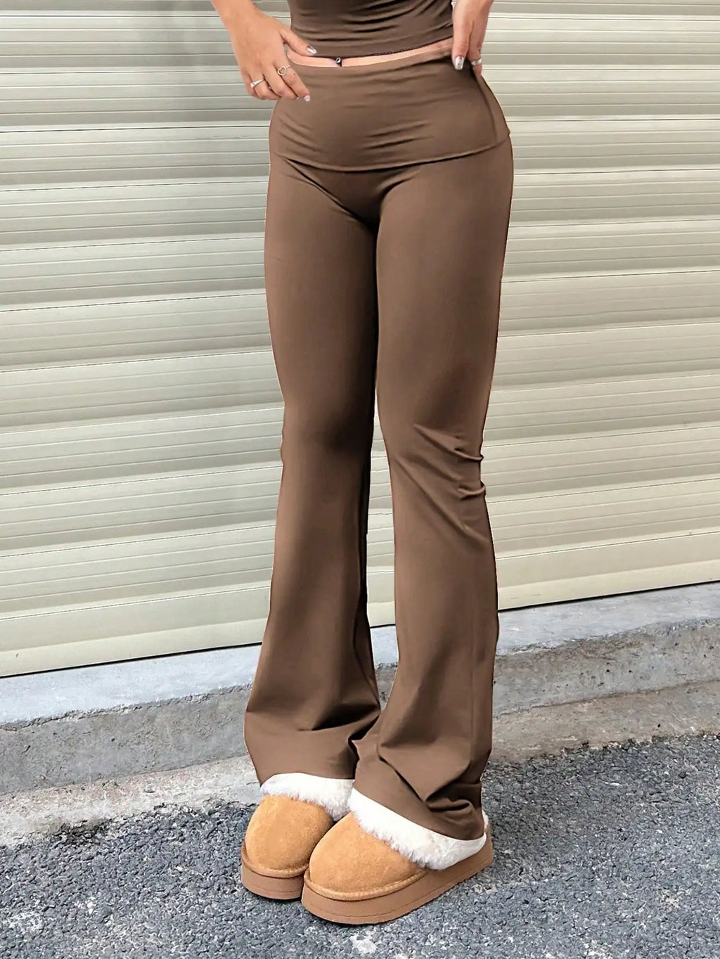 Womens Yoga Pants Elastic High Waist Flare Bootcut Leggings